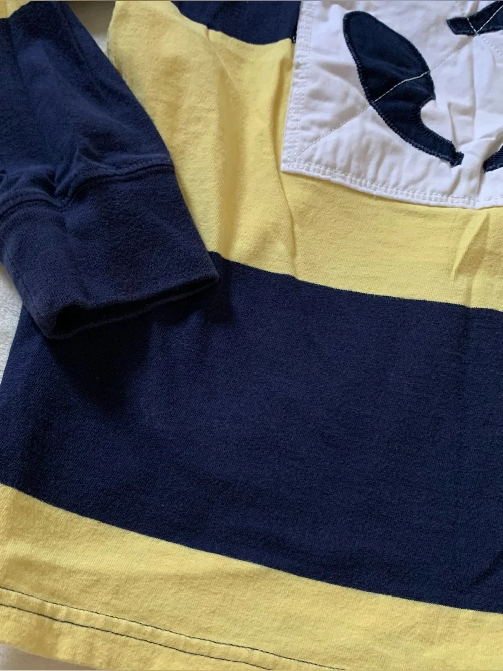 Ralph Lauren Cotton Navy and Yellow Striped Rugby Polo Size 12/14